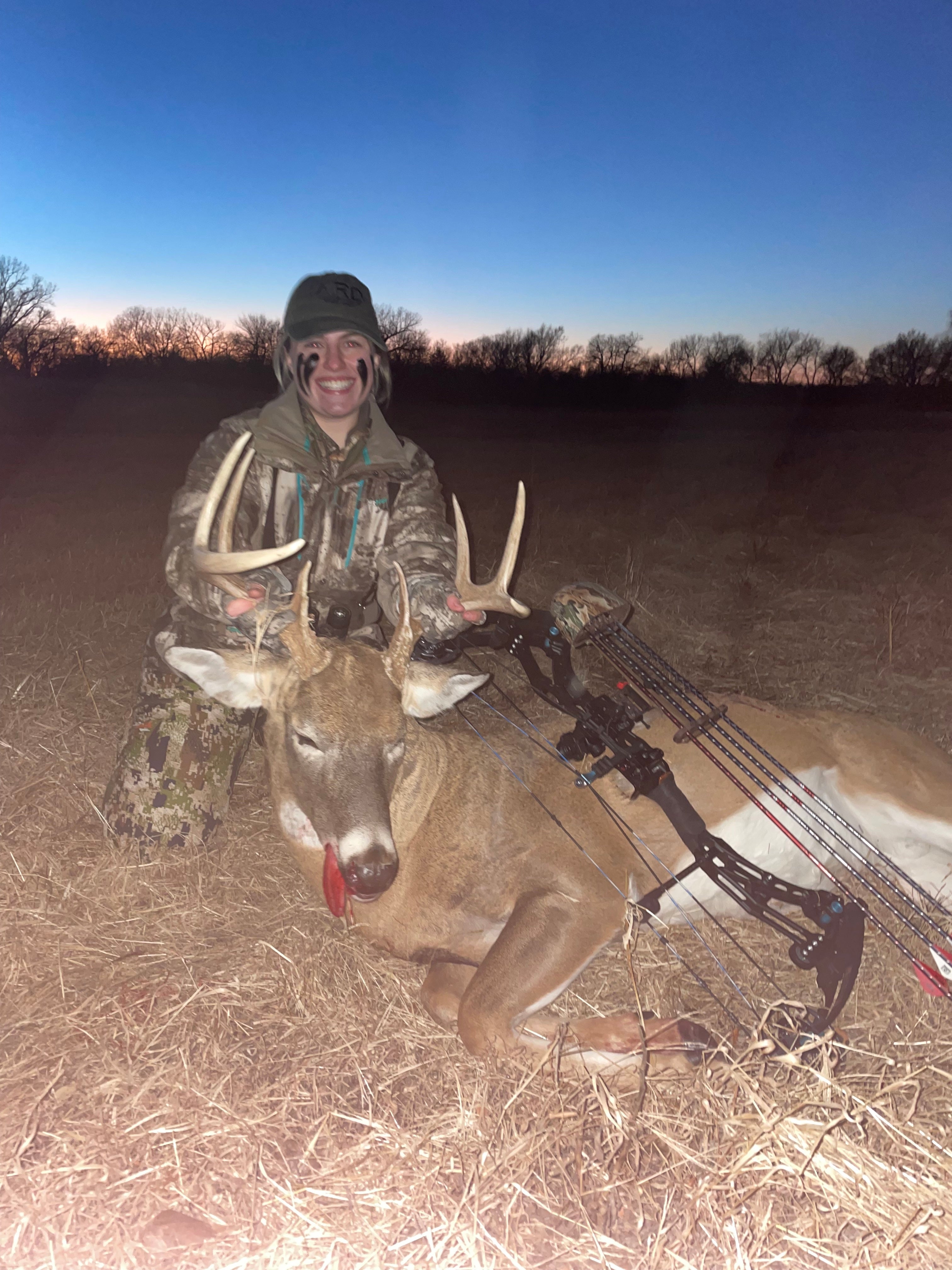 Megan Zelenka with her Kansas Buck and Bowtech Bow.